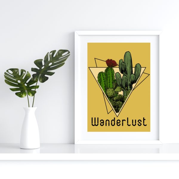 Plakat musztardowy kaktus